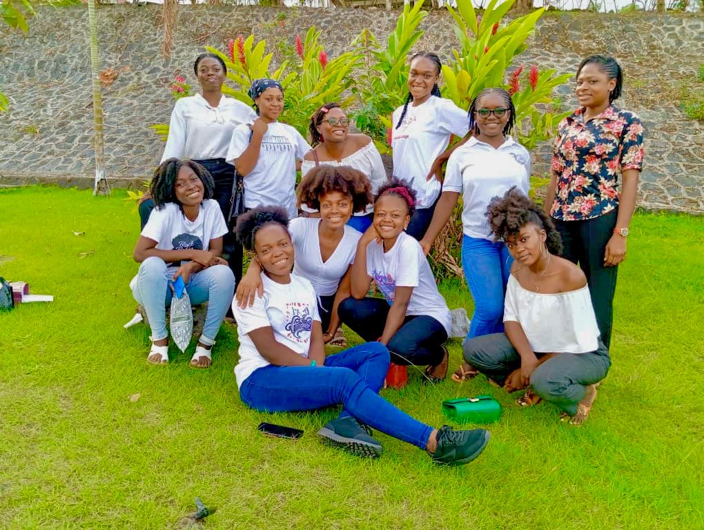 Community group of women outdoors celebrating together